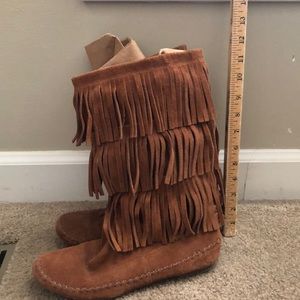 Lauren Conrad fringe leather boots